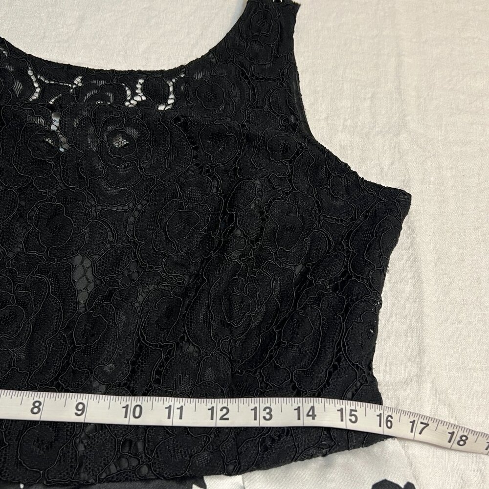 Ellen Tracy Size 12 Black Lace Floral Fit & Flare Midi Dress Formal Party - Picture 10 of 12